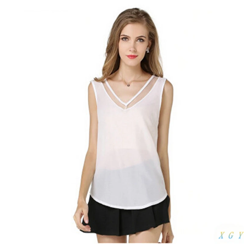 Charm New Fashion Summer Sleeveless Chiffon Shirt Collar Vest V-neck Hollow Black White Women Shirts Fashion Clothing Gifts Lady
Charm New Fashion Summer Sleeveless Chiffon Shirt Collar Vest V-neck Hollow Black White Women Shirts Fashion Clothing Gifts Lady