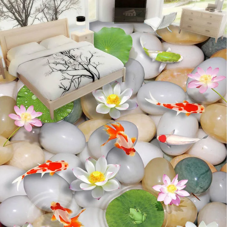Haixing Custom 3D Floor Wallpaper With Non-Slip Waterproof Stone And Goldfish Self-Adhesive Vinyl Photo Wallpaper Murals Haixing Custom 3D Floor Wallpaper With Non-Slip Waterproof Stone And Goldfish Self-Adhesive Vinyl Photo Wallpaper Murals<br><br>Aliexpress