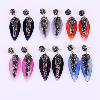 5Pairs Natural Cat's Eye Stone dangle earrings, Pave Rhinestone Arrow Head Gems Earrings Fashion Jewelry
5Pairs Natural Cat's Eye Stone dangle earrings, Pave Rhinestone Arrow Head Gems Earrings Fashion Jewelry