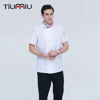 High Quality Black White M-4XL Wholesale Women Men Short-sleeve Oblique Embroidery Collar Kitchen Hotel Chef Jacket Bake Uniform
High Quality Black White M-4XL Wholesale Women Men Short-sleeve Oblique Embroidery Collar Kitchen Hotel Chef Jacket Bake Uniform