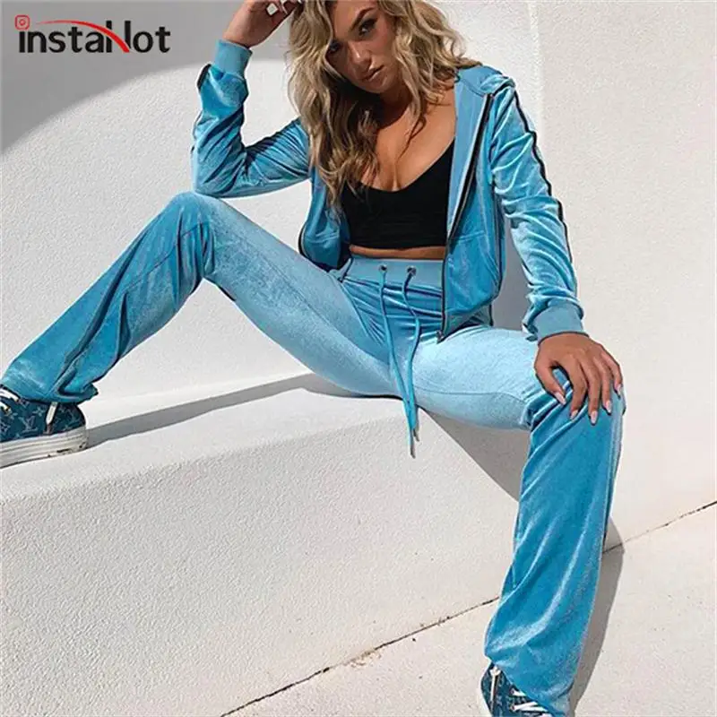 InstaHot Blue Zip Up Striped Side Velvet Hoodies And Drawstring Pants Tracksuit Women Spring Autumn Streetwear Two Piece Sets
InstaHot Blue Zip Up Striped Side Velvet Hoodies And Drawstring Pants Tracksuit Women Spring Autumn Streetwear Two Piece Sets