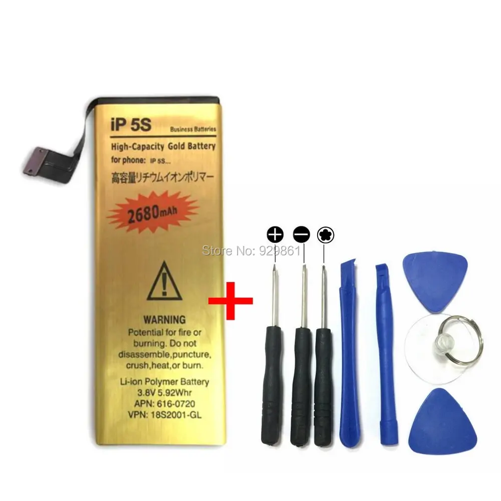New 2680mAh Gold Li-ion Polymer Internal Battery + Screwdriver Tools Replacement For iPhone 5S Moible Phone
New 2680mAh Gold Li-ion Polymer Internal Battery + Screwdriver Tools Replacement For iPhone 5S Moible Phone