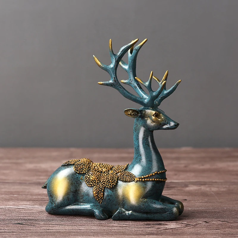 Artificial Reindeers Wedding Decoration Figurines Miniatures Metal Ornament Vintage Home Decor Accessories Valentines Day Gifts13