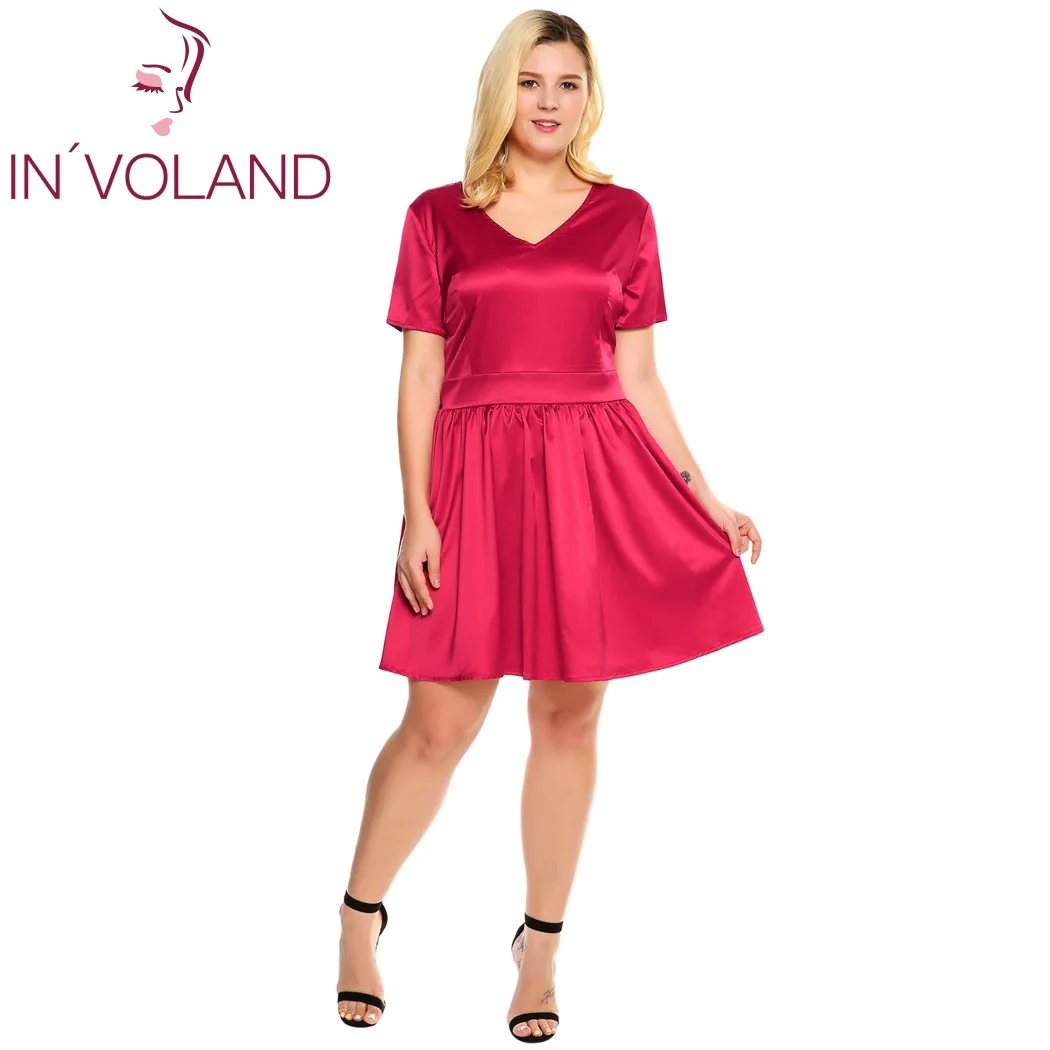IN'VOLAND Women Dress Summer Casual Plus Sizes V-Neck Short Sleeve High Waist Solid Satin A-Line Short Ladies Dresses Oversized
IN'VOLAND Women Dress Summer Casual Plus Sizes V-Neck Short Sleeve High Waist Solid Satin A-Line Short Ladies Dresses Oversized