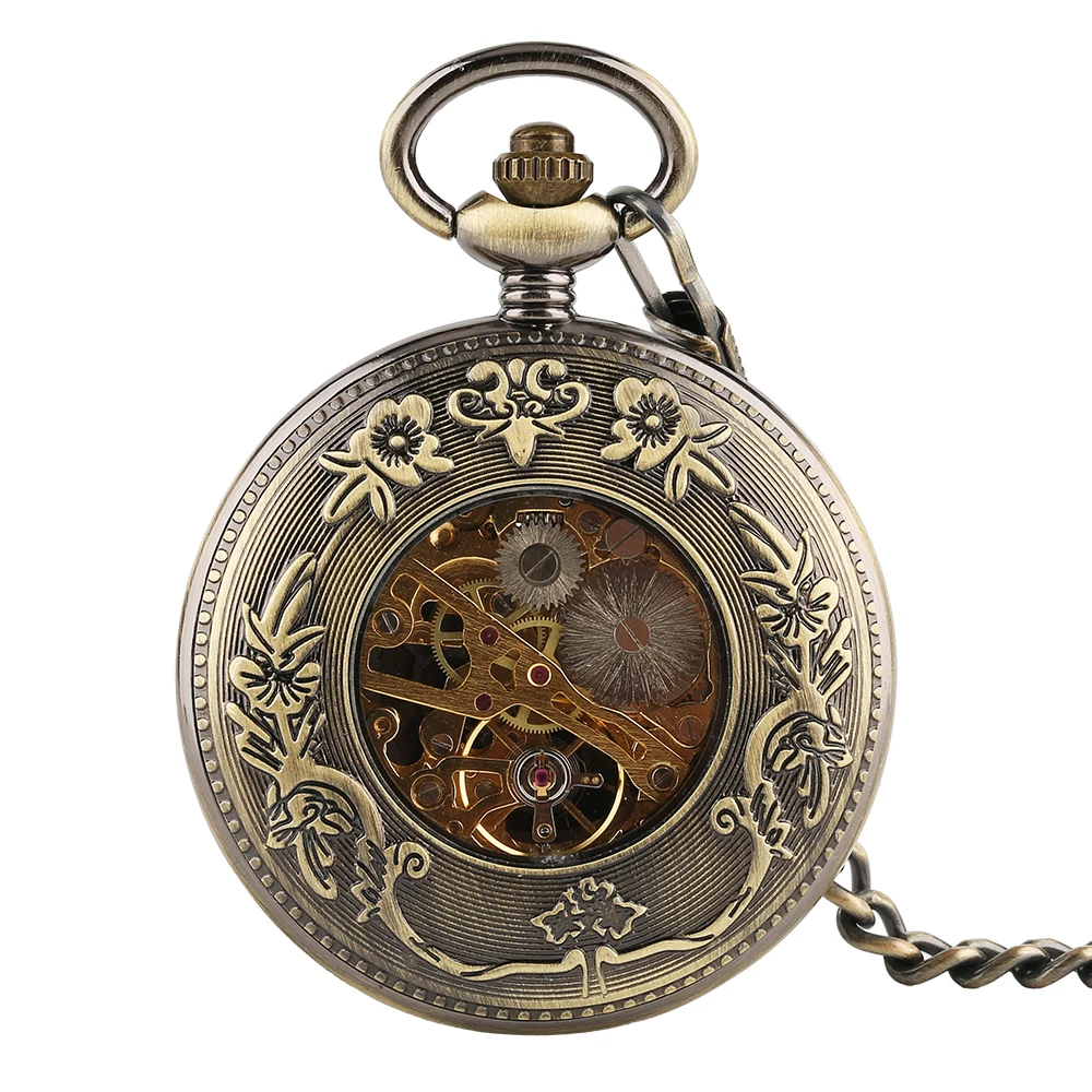 Unisex Special Hand Wind Mechanical Pocket Watch Exqusite Engrave Eagle Auto Analog Vintage Pocketwatch Best Gift for Father (2)