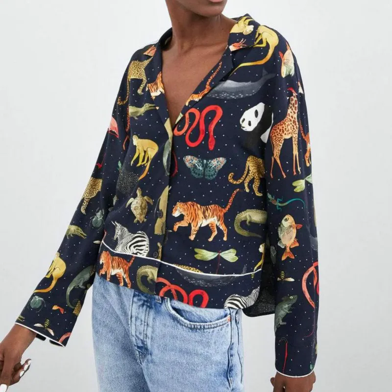ZOGAA Women Chic Animal Pattern Blouse Shirt Ladies Long Sleeve Turn Down Collar Irregular Female Casual Shirts Retro Tops Blusa
ZOGAA Women Chic Animal Pattern Blouse Shirt Ladies Long Sleeve Turn Down Collar Irregular Female Casual Shirts Retro Tops Blusa
