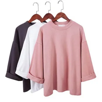 Fashion style Seven T-Shirt New Arrivals summer Loose T-shirt Pure color Cotton Seven colors optional Women's top 94 cm/36.7 in
Fashion style Seven T-Shirt New Arrivals summer Loose T-shirt Pure color Cotton Seven colors optional Women's top 94 cm/36.7 in