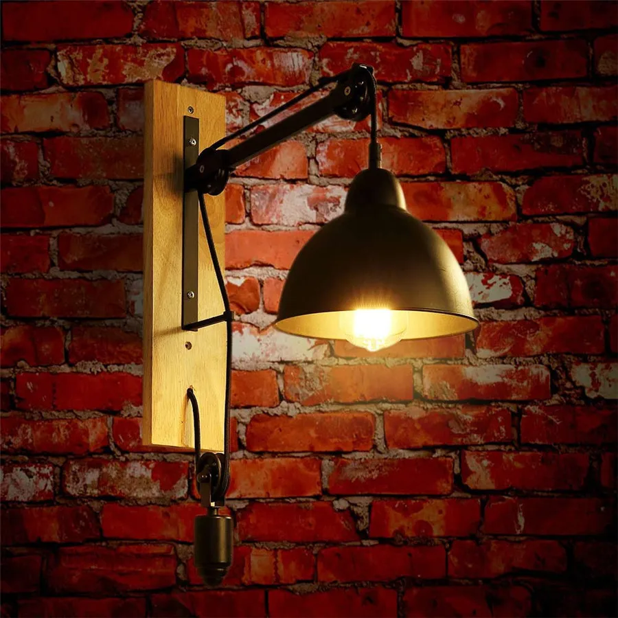 BEIAIDI American Retro Industrial Wood Bedside Wall Lamp E27 Iron Loft Restaurant Aisle Corridor Cafe Lifting Pulley Wall Light
BEIAIDI American Retro Industrial Wood Bedside Wall Lamp E27 Iron Loft Restaurant Aisle Corridor Cafe Lifting Pulley Wall Light