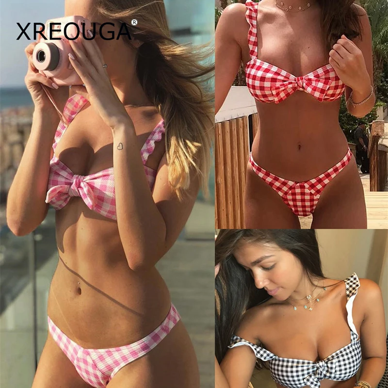 XREOUGA Plaid Swimming Suit For Female Pink Cute Two Pieces Swimwear Bow Tie Low Waist Maillot De Bain Raffles Strappy Bikinis
XREOUGA Plaid Swimming Suit For Female Pink Cute Two Pieces Swimwear Bow Tie Low Waist Maillot De Bain Raffles Strappy Bikinis