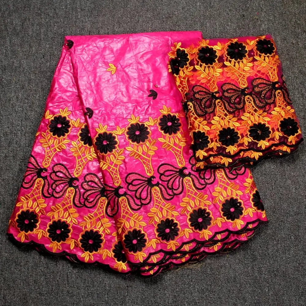 New Design African Bazin Riche Lace Fabric pink Fashion Embroidery Bazin Riche Fabric With Beads African Lace Fabric lw1-66