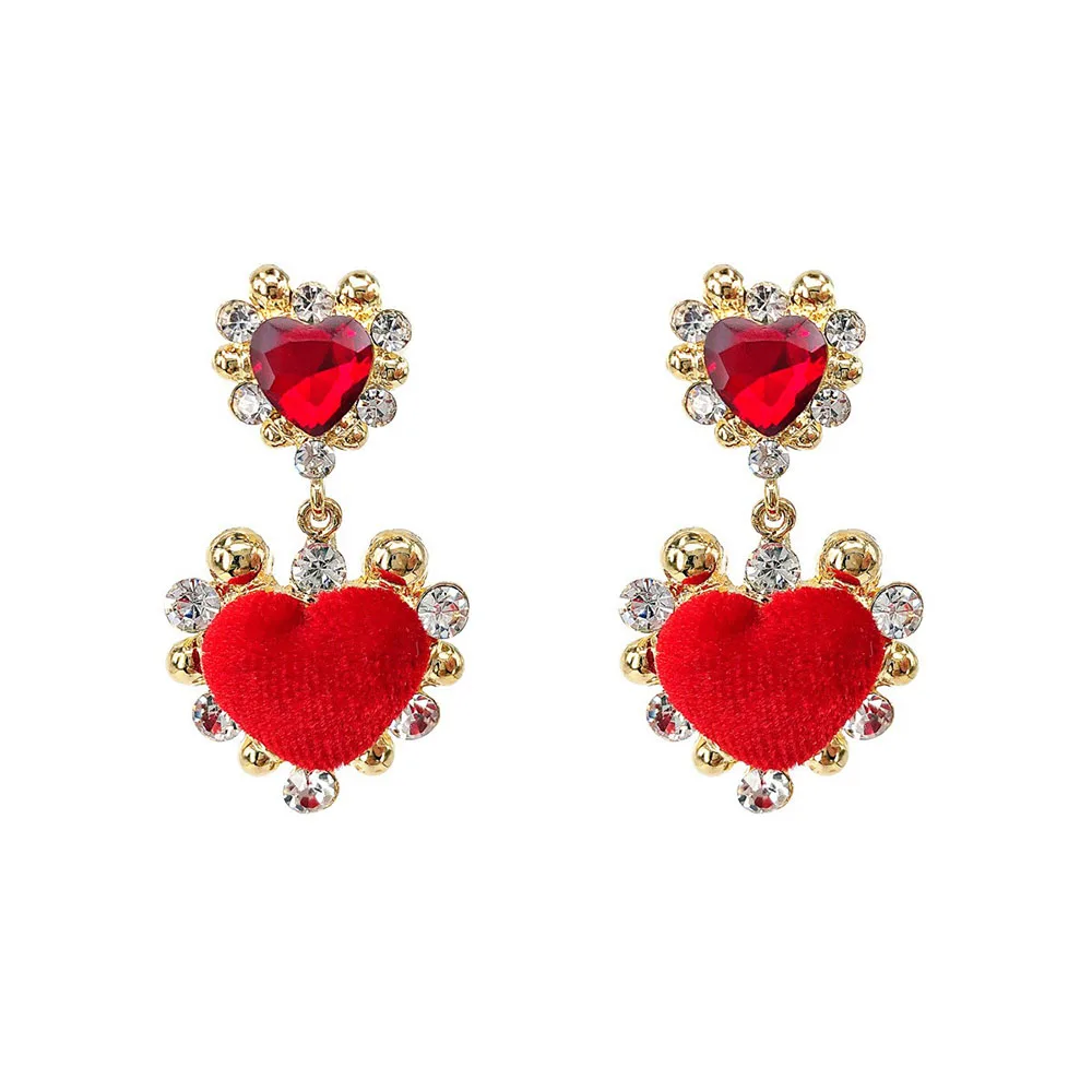 Newest Luxury Red Crystal Heart Drop Earring pendientes Sweet Korean Velvet Long Earring brincos
Newest Luxury Red Crystal Heart Drop Earring pendientes Sweet Korean Velvet Long Earring brincos