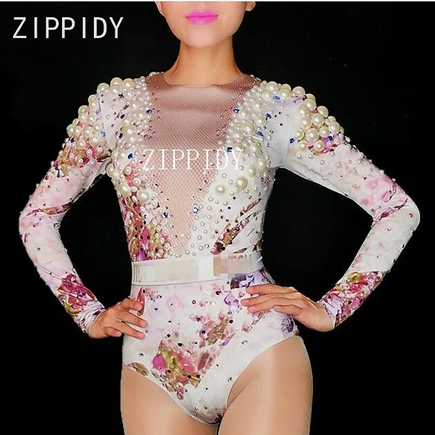 New Style Big Pearls Rhinestones Flowers Stretch Bodysuit Women's Birthday Party Sexy Outfit Female Singer Dance Show Wear
New Style Big Pearls Rhinestones Flowers Stretch Bodysuit Women's Birthday Party Sexy Outfit Female Singer Dance Show Wear