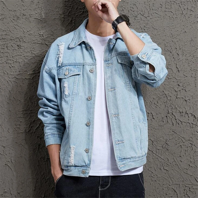 2019 Cotton Solid Denim Jacket Mens Spring Autumn Casual Slim Fit Bomber Jackets Mens Hole Jean Jacket Mens Outwear Male Cowboy
2019 Cotton Solid Denim Jacket Mens Spring Autumn Casual Slim Fit Bomber Jackets Mens Hole Jean Jacket Mens Outwear Male Cowboy