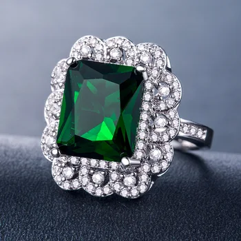 Huitan Vintage Ring with Big Green CZ Prong Setting Silver Plated flower surface wholesale luxury women engagement gift ring
Huitan Vintage Ring with Big Green CZ Prong Setting Silver Plated flower surface wholesale luxury women engagement gift ring
