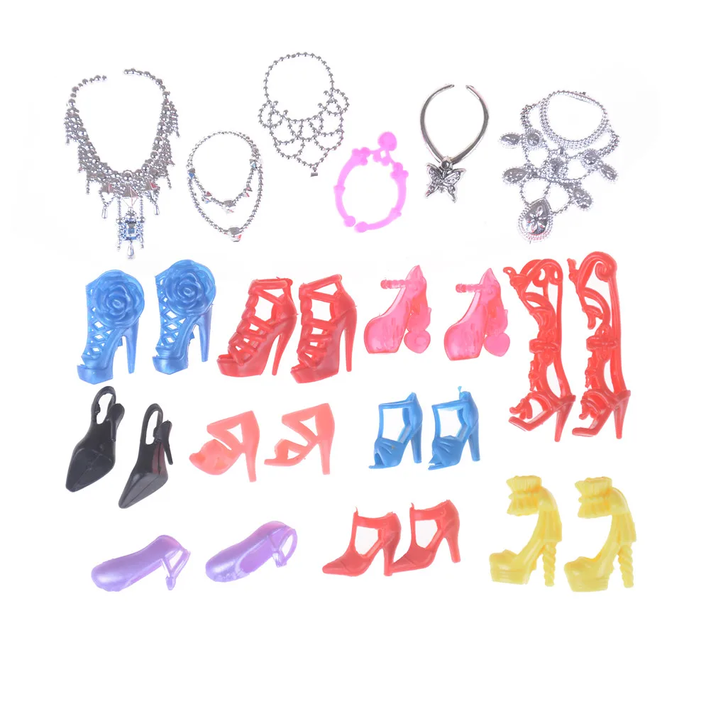 New 26 Item/Set Accessories=10PCS Mix Sorts Beautiful Clothes Fashion Dress+6Plastic Necklace+10 Pair Shoes
New 26 Item/Set Accessories=10PCS Mix Sorts Beautiful Clothes Fashion Dress+6Plastic Necklace+10 Pair Shoes