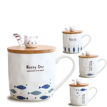 11 OZ 350 ml Creative Cat Eat Fish Milk Mug with Wooden Lid and Spoon Coffee Cup Novelty Home Decor DEC364
11 OZ 350 ml Creative Cat Eat Fish Milk Mug with Wooden Lid and Spoon Coffee Cup Novelty Home Decor DEC364
