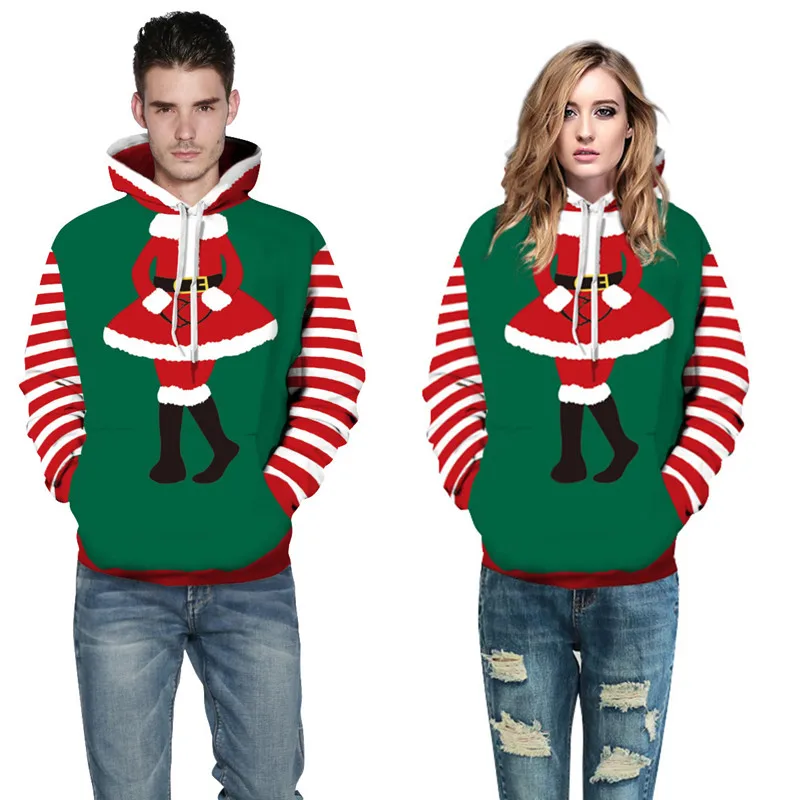 Adogirl 2017 Christmas Fashion Santa 3d Print Women Men Hooded Sweatshirt Hoodies-1