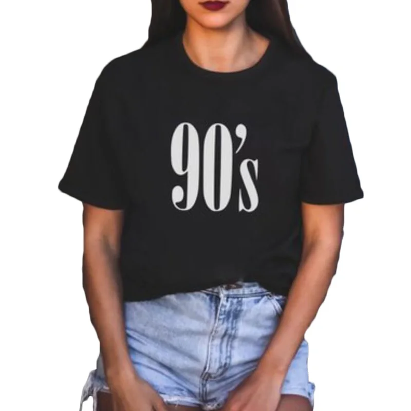 

90s Slogan T-shirt Women's Hipster Harajuku Clothing Born In 90s Saying Tumblr T Shirt Femme Black White Cotton Tops Tee Shirt