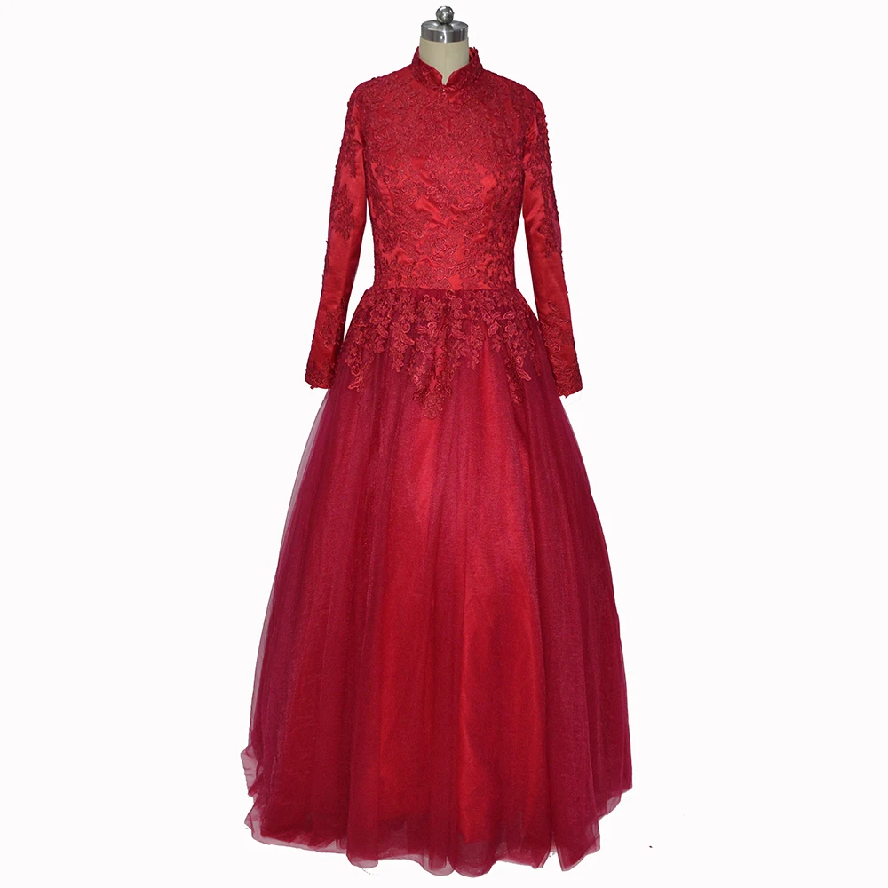 Charming A-Line Red Long Sleeves Bridal Dresses Tulle Floor Length Muslim High Neck Wedding Dresses
Charming A-Line Red Long Sleeves Bridal Dresses Tulle Floor Length Muslim High Neck Wedding Dresses