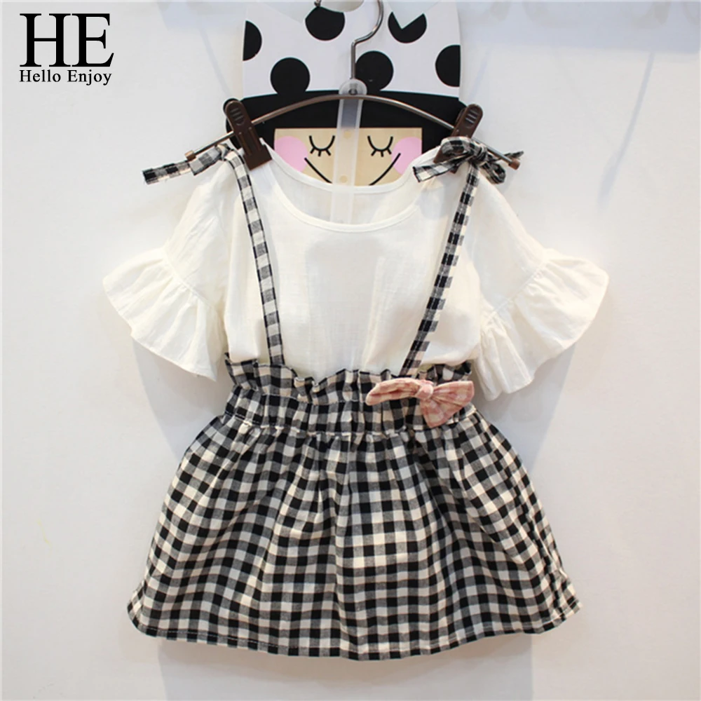 HE Hello Enjoy Toddler Girls Clothing Sets Kids Flare Sleeve T-shirt+Plaid Strap Dress Baby Girls Summer 2018 Clothes Children
HE Hello Enjoy Toddler Girls Clothing Sets Kids Flare Sleeve T-shirt+Plaid Strap Dress Baby Girls Summer 2018 Clothes Children