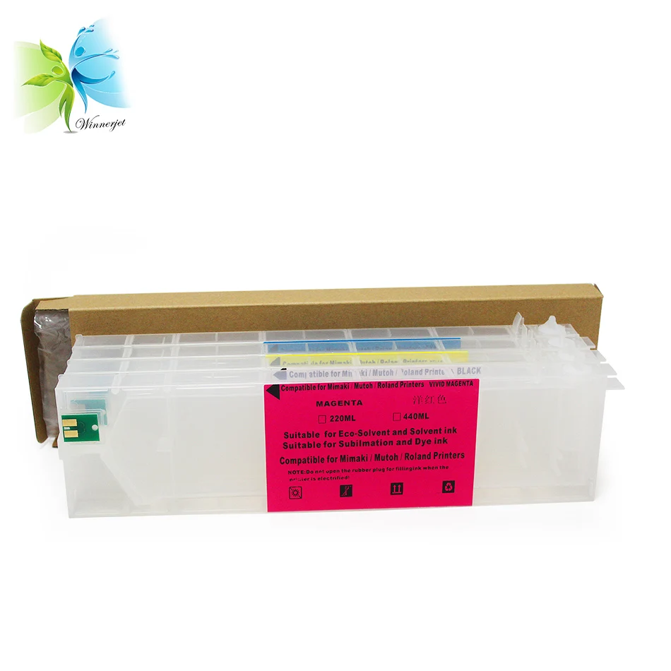 Winnerhet 6 Color 440ml ES3 Empty Refill Ink Cartridge with permanent chip For Mimaki JV5-130s JV33-130 CJV30-100 printers
Winnerhet 6 Color 440ml ES3 Empty Refill Ink Cartridge with permanent chip For Mimaki JV5-130s JV33-130 CJV30-100 printers