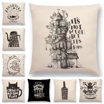 Hot Sale Black And White Decorative Letters Interesting Pattern Home Coffe Love Cat Adventure Bottle Cushion Cover Pillow Case
Hot Sale Black And White Decorative Letters Interesting Pattern Home Coffe Love Cat Adventure Bottle Cushion Cover Pillow Case