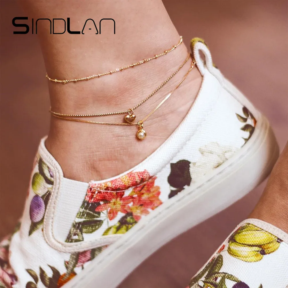 Sindlan 3PCs/set Gold Heart Pearl Anklet Set Ankle Chain Summer Barefoot Foot Bracelets for Women Simple Korean Foot Jewelry
Sindlan 3PCs/set Gold Heart Pearl Anklet Set Ankle Chain Summer Barefoot Foot Bracelets for Women Simple Korean Foot Jewelry