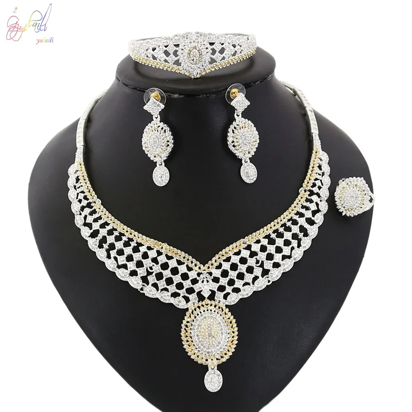 YULAILI Brilliant Created Rhinestone Design Pendant Neckalce Zircon Jewelry Set for Lady Beautiful Banquet Accessory
YULAILI Brilliant Created Rhinestone Design Pendant Neckalce Zircon Jewelry Set for Lady Beautiful Banquet Accessory