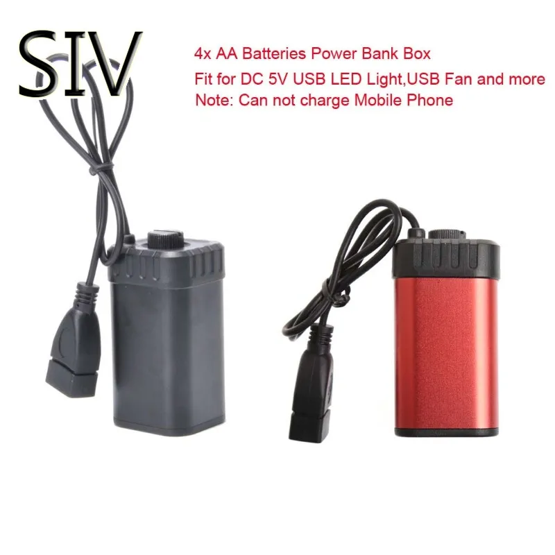 SIV Battery Storage Box 4 x AA Battery Holder Kit Power Bank Box Power Supply For DC 5V USB LED Light Fan
SIV Battery Storage Box 4 x AA Battery Holder Kit Power Bank Box Power Supply For DC 5V USB LED Light Fan