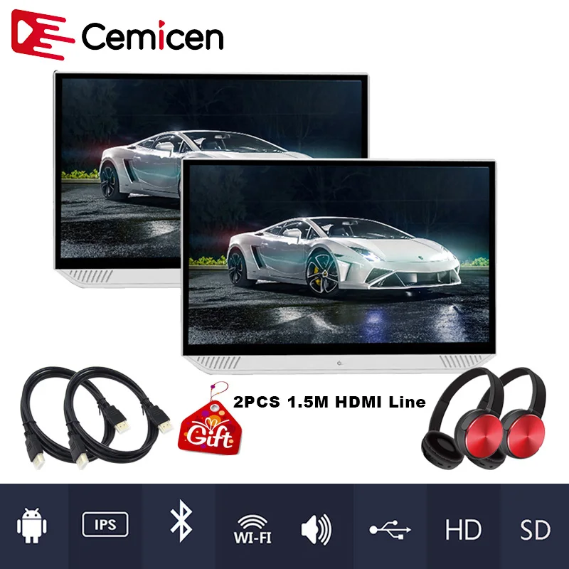 2PCS 13.3 Inch Android 6.0 Car Headrest Monitor 1080P HD Touch Screen WIFI Bluetooth FM HDMI USB SD Ultra-thin MP5 Video Player
2PCS 13.3 Inch Android 6.0 Car Headrest Monitor 1080P HD Touch Screen WIFI Bluetooth FM HDMI USB SD Ultra-thin MP5 Video Player