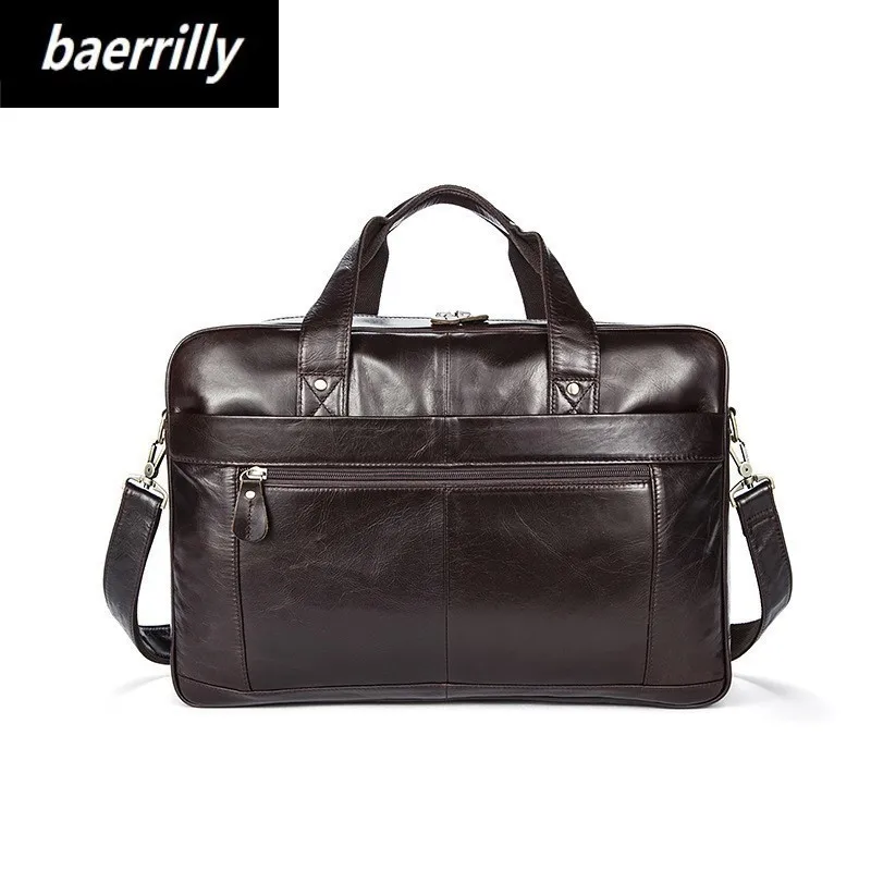 

2018 Vintage Men's Classic Briefcase Genuine Leather Business Office Laptop Bag Lawyer Handbag Portfolio Satchel Shoulder bag