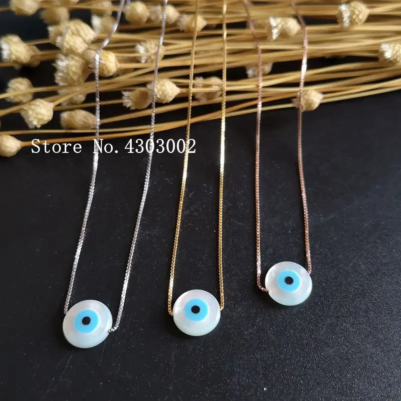 promotion! 925 Sterling Silver Round Pearl Shell Necklace Adjustable Round Blue Evil Eye MOP Shell Pendant for Gift
promotion! 925 Sterling Silver Round Pearl Shell Necklace Adjustable Round Blue Evil Eye MOP Shell Pendant for Gift