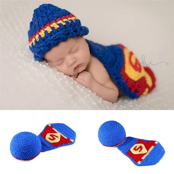 Newborn Baby Boys Crochet Superman Style Photography Props Outfits Knitted Infant Blue Color Cape Costumes Hot Sale
Newborn Baby Boys Crochet Superman Style Photography Props Outfits Knitted Infant Blue Color Cape Costumes Hot Sale