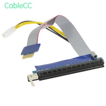 

PCI-E Express 1x to 16x Extension Flex Cable Extender Converter Riser Card Adapter with 4pin Power 20cm