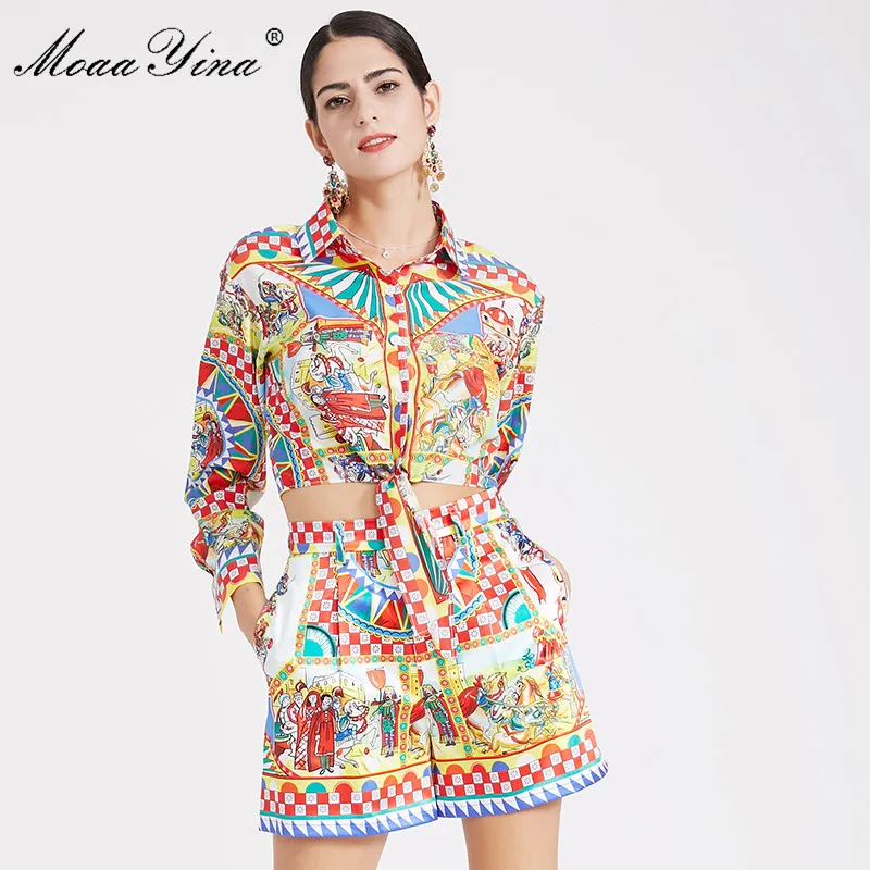 MoaaYina Fashion Designer Set Summer Women Long sleeve Vintage Character Plaid Print Tops+Sexy Runway Shorts Two-piece suit
MoaaYina Fashion Designer Set Summer Women Long sleeve Vintage Character Plaid Print Tops+Sexy Runway Shorts Two-piece suit