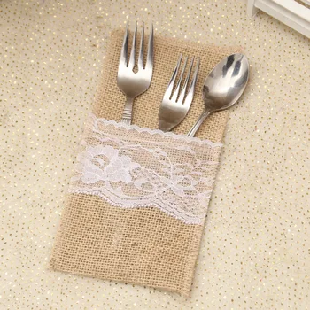 Burlap Cutlery Holder Vintage Shabby Chic Jute Lace Tableware Pouch Fork Knife Pocket Party Decoration W7220
Burlap Cutlery Holder Vintage Shabby Chic Jute Lace Tableware Pouch Fork Knife Pocket Party Decoration W7220