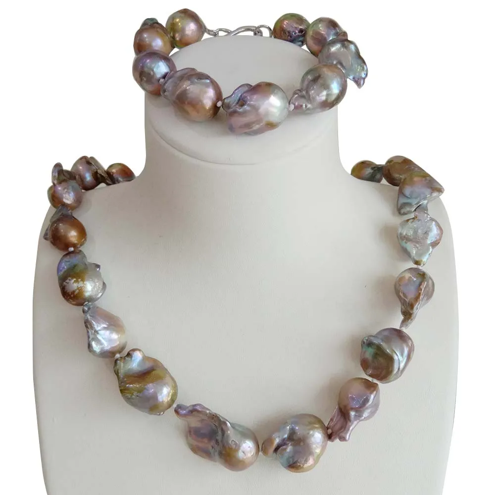 free shipping big violet baroque pearl jewelry set 100% NATURE FRESHWATER Baroque PEARL- 15-20 mm pearl necklace WITH BRACELET
free shipping big violet baroque pearl jewelry set 100% NATURE FRESHWATER Baroque PEARL- 15-20 mm pearl necklace WITH BRACELET