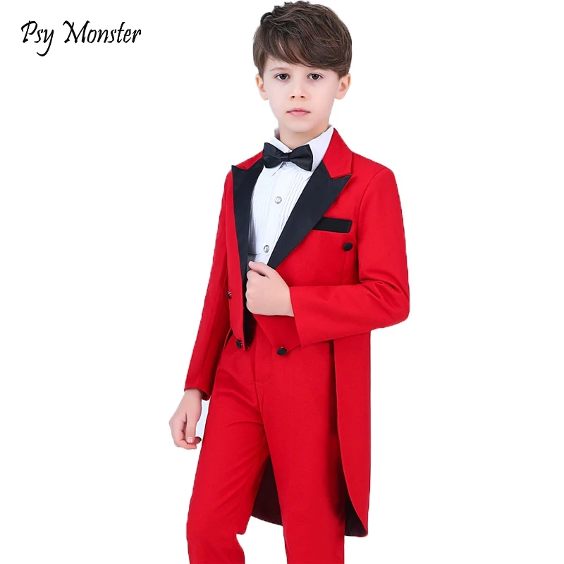 

Boys Formal Dress Tuxedo Piano Performance Costume Flower Boys Birthday Wedding Suits 5pcs Jacket + Shirt + Pant + Tie 4Pcs