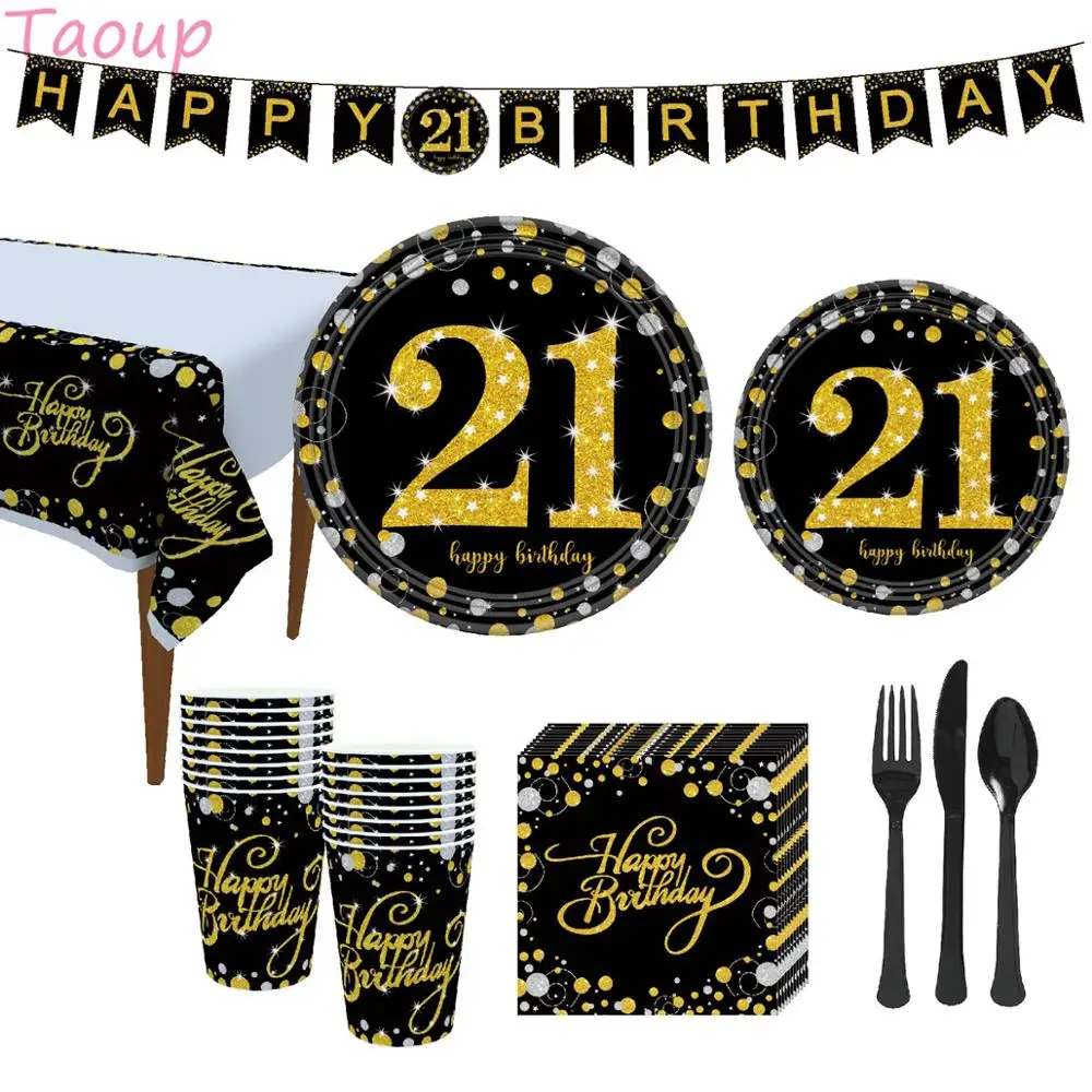 Taoup Black Gold 21th Disposable Tableware Towel Plates Tablecover Cups Disposable Party Tableware 21 Birthday Party Supplies
Taoup Black Gold 21th Disposable Tableware Towel Plates Tablecover Cups Disposable Party Tableware 21 Birthday Party Supplies