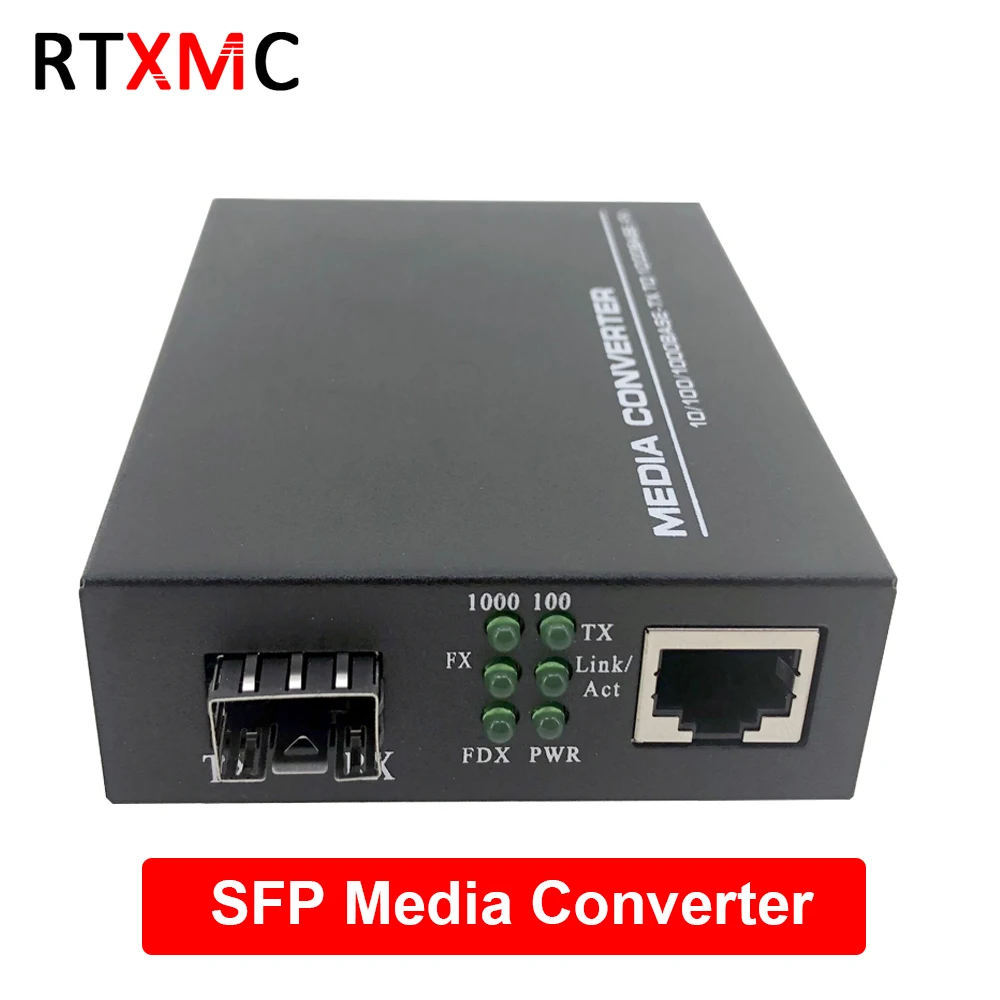 SFP Fiber Media Converter to RJ45 Gigabit Media Converter SFP 10/100/1000M Ethernet Converter Transceiver fiber optical switch
SFP Fiber Media Converter to RJ45 Gigabit Media Converter SFP 10/100/1000M Ethernet Converter Transceiver fiber optical switch