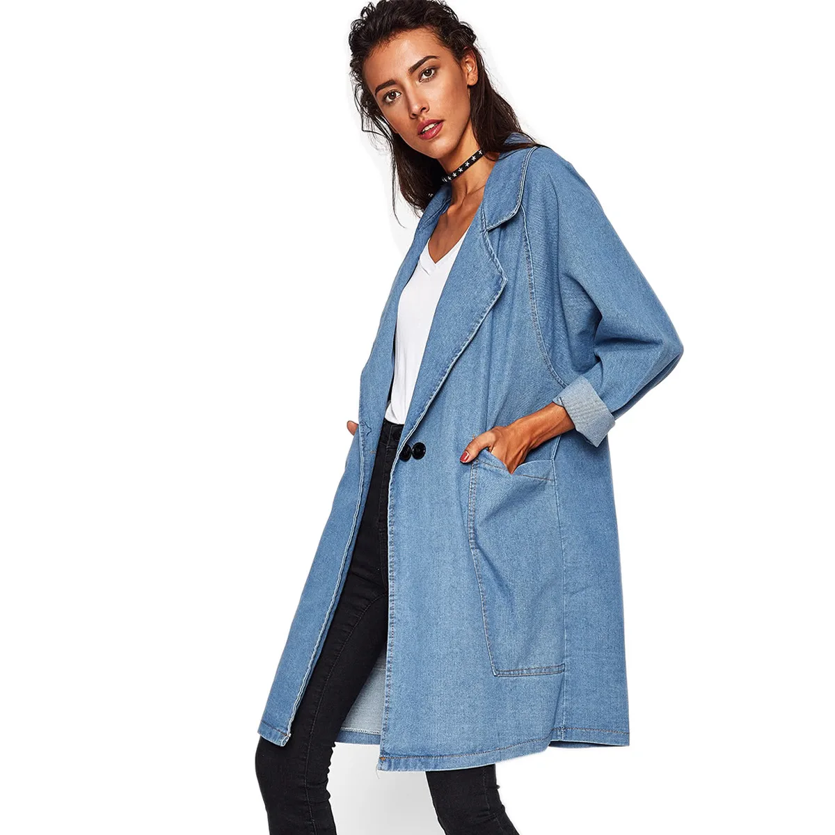 womens tops Plus Size Long Sleeve streetwear windbreaker long coat New Autumn Winter 2018 Outwear Women Solid Denim Trench
womens tops Plus Size Long Sleeve streetwear windbreaker long coat New Autumn Winter 2018 Outwear Women Solid Denim Trench