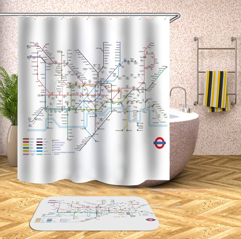 Subway Map Underground Shower Curtains Waterproof Bathroom Curtains Polyester 180x180cm Decoration With Hooks
Subway Map Underground Shower Curtains Waterproof Bathroom Curtains Polyester 180x180cm Decoration With Hooks