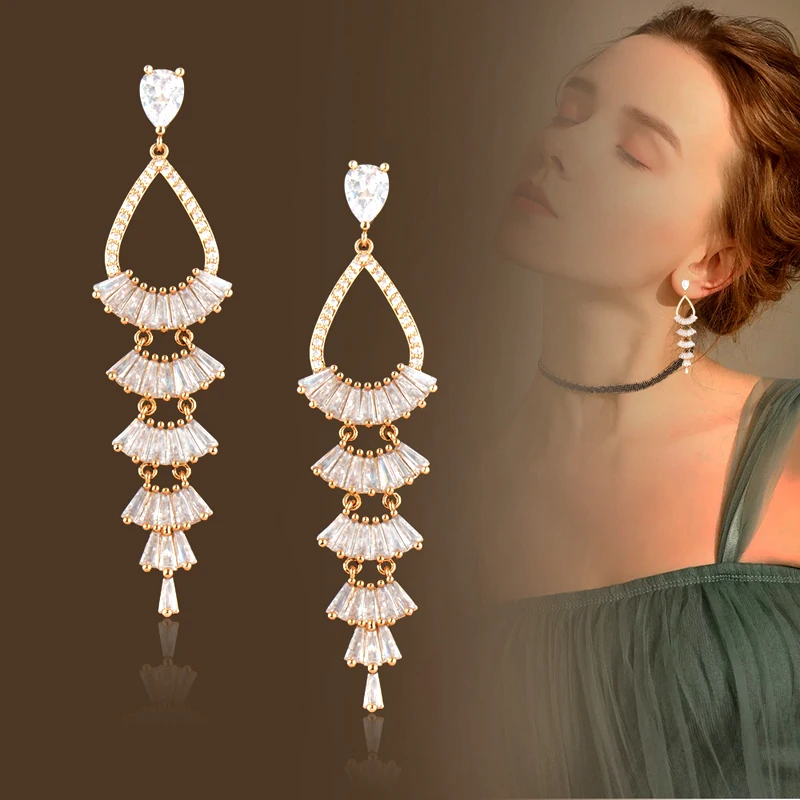 SINLEERY AAA Cubic Zirconia Drop Earrings Layers Sector Long Earring Luxury Wedding Party Jewelry CZ072 SSH
SINLEERY AAA Cubic Zirconia Drop Earrings Layers Sector Long Earring Luxury Wedding Party Jewelry CZ072 SSH