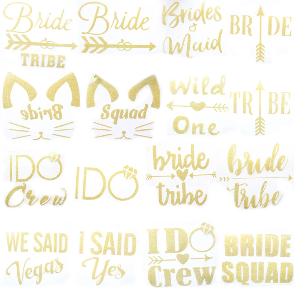 Wedding Party Bride team Flash stickers Clothes patches Bridesmaid tribe squad Golden Sticker bride To B wedding supplies DIY 
Wedding Party Bride team Flash stickers Clothes patches Bridesmaid tribe squad Golden Sticker bride To B wedding supplies DIY