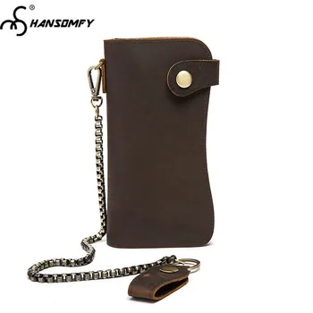 Men Long Wallets Retro Men's Leather Chain Anti-theft Card Holder Purse Clutch Bag Business Wallets Coins Crazy Horse Leather
Men Long Wallets Retro Men's Leather Chain Anti-theft Card Holder Purse Clutch Bag Business Wallets Coins Crazy Horse Leather