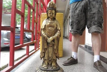 30 China Temple Bronze Copper Stand Kwan-Yin Guan Yin Bodhisattva Buddha Statue
30 China Temple Bronze Copper Stand Kwan-Yin Guan Yin Bodhisattva Buddha Statue
