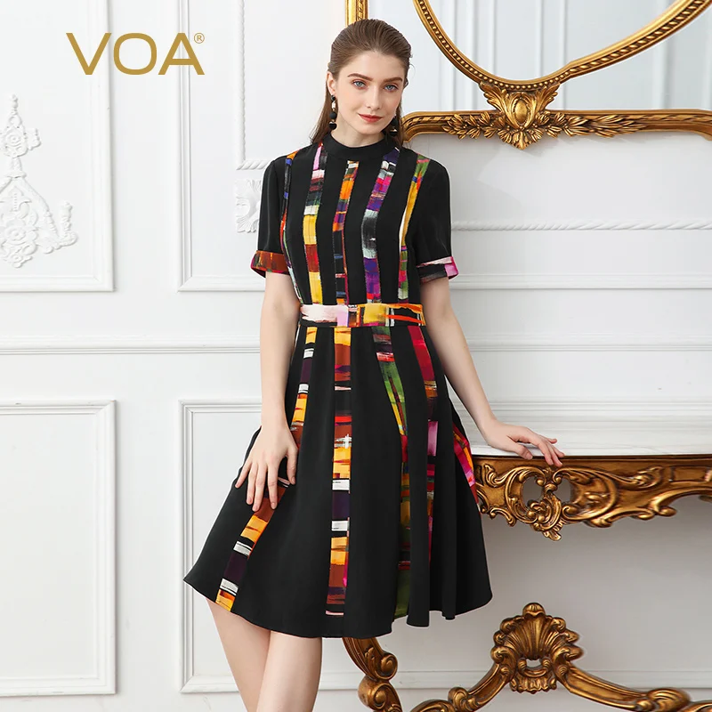VOA Heavy Silk Plus Size 5XL Midi Pleated Dress Women Slim Tunic Print Dress Party Summer Short Sleeve Mid Waist Boho A167
VOA Heavy Silk Plus Size 5XL Midi Pleated Dress Women Slim Tunic Print Dress Party Summer Short Sleeve Mid Waist Boho A167