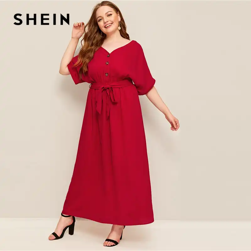 red plus size maxi dress