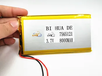 3.7 V polymer lithium battery 7565121 8000MAH Tablet PC DIY Rechargeable Li-ion Cells For PSP Tablet PC DVD GPS MID PDA E-book
3.7 V polymer lithium battery 7565121 8000MAH Tablet PC DIY Rechargeable Li-ion Cells For PSP Tablet PC DVD GPS MID PDA E-book