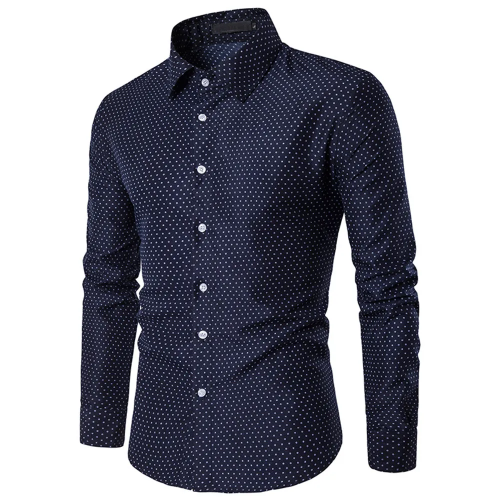 KLV Men New Shirts Casual Polka Dot Long Sleeve Blouse Fashion Turn-down Collar Male Shirt Autumn High Quality durable 20190305
KLV Men New Shirts Casual Polka Dot Long Sleeve Blouse Fashion Turn-down Collar Male Shirt Autumn High Quality durable 20190305